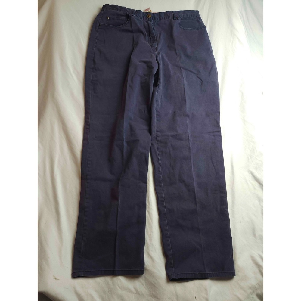 Ruby Rd Chino Pants Womens Size 12 Blue Twill Classic Preppy Minimal Straight